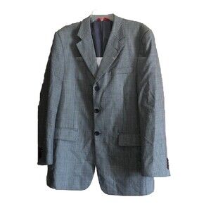 Loriano collection wool gray plaid suit jacket Super 120’s Size 42L
